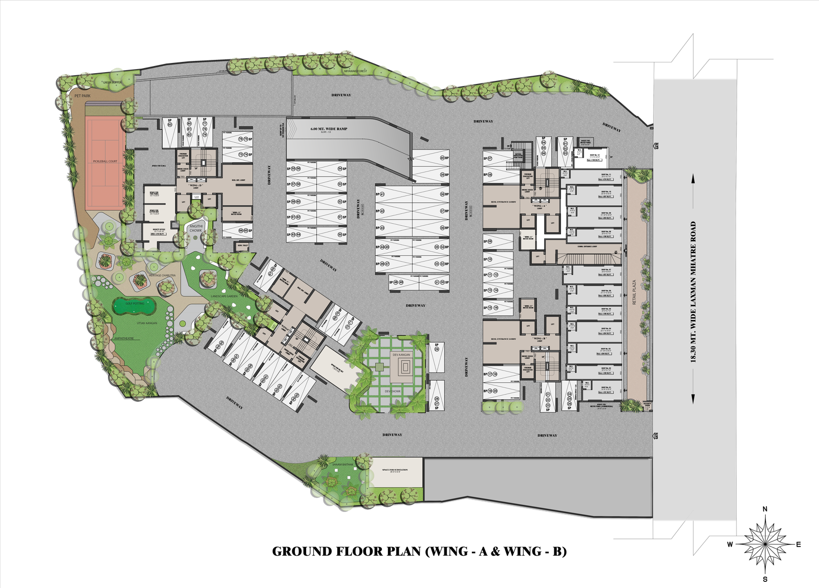 Ground floor plan showing the recreation garden